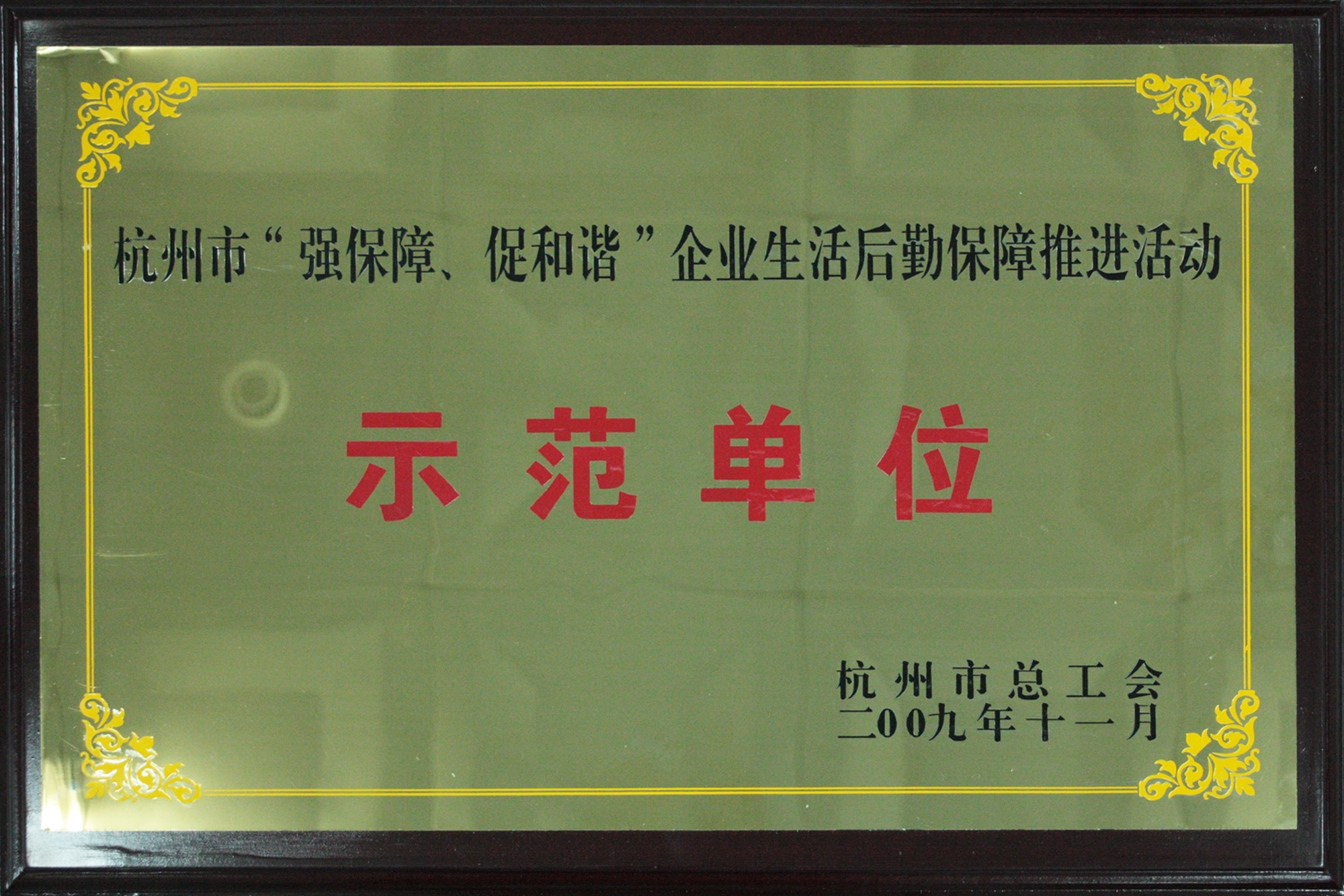 2009年度杭州市“強保障、促和諧”企業(yè)生活后勤保障推進活動示范單位